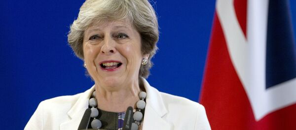 British Prime Minister Theresa May Theresa May speaks during a media conference at an EU summit in Brussels on Friday, Oct. 20, 2017. British Prime Minister Theresa May Theresa May speaks during a media conference at an EU summit in Brussels on Friday, Oct. 20, 2017. - Sputnik International