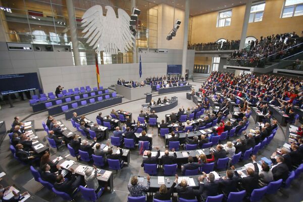 Delegates vote during the first plenary session at the German lower house of Parliament, Bundestag, after a general election in Berlin, Germany, October 24, 2017. Delegates vote during the first plenary session at the German lower house of Parliament, Bundestag, after a general election in Berlin, Germany, October 24, 2017. - Sputnik International