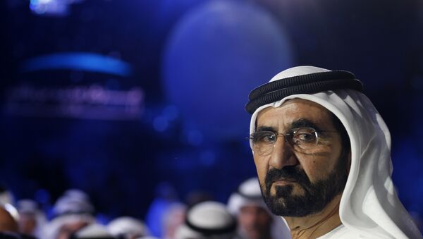 Sheikh Mohammed bin Rashid al-Maktoum, Prime Minister of the United Arab Emirates (UAE) and ruler of Dubai takes part in a ceremony to unveil UAE's Mars Mission on May 6, 2015 in Dubai. The UAE Mars Mission aims to provide a global picture of the Martian atmosphere through a probe named Al Amal to be launched in July 2020 to reach Mars in 2021, according to the engineers involved in the project. - Sputnik International