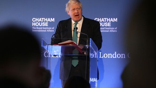 British Foreign Secretary Boris Johnson gives a speech during a Chatham House conference in central London on October 23, 2017. - Sputnik International