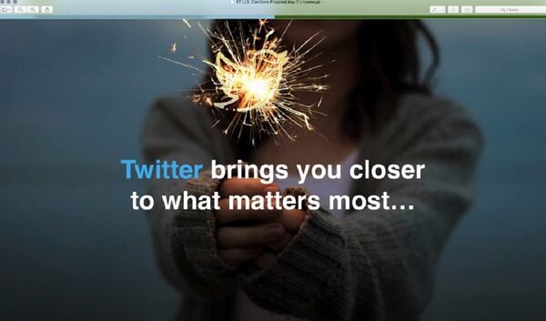 Intro slide to Twitter's custom presentation to RT. Intro slide to Twitter's custom presentation to RT. - Sputnik International