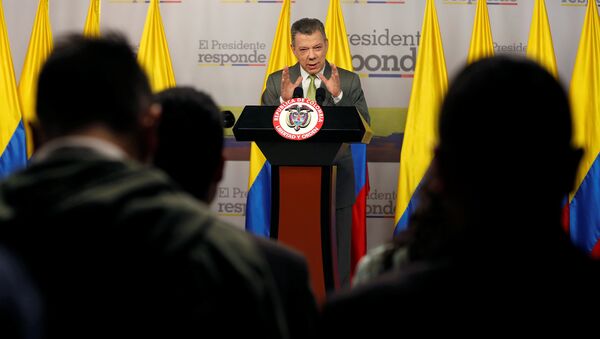 Colombia's President Juan Manuel Santos speaks during a press conference in Bogota, Colombia October 27, 2017 - Sputnik International