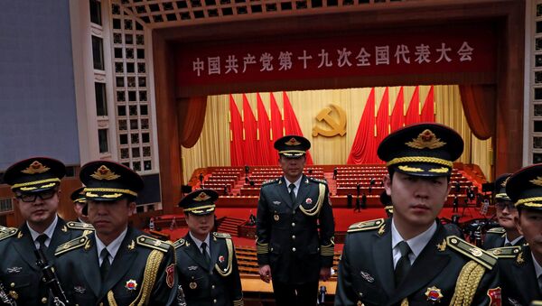 Military band members react after the closing session of the 19th National Congress of the Communist Party of China at the Great Hall of the People, in Beijing, China October 24, 2017 - Sputnik International