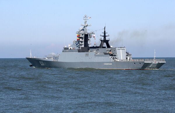 The Soobrazitelny corvette is seen here as Baltic Sea ships set out for the Zapad 2017 Russia-Belarus military exercise The Soobrazitelny corvette is seen here as Baltic Sea ships set out for the Zapad 2017 Russia-Belarus military exercise - Sputnik International