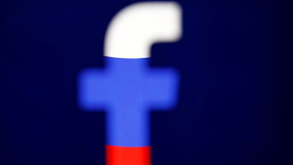 A 3D-printed Facebook logo is displayed in front of the Russian flag, in this illustration taken October 25, 2017. - Sputnik International