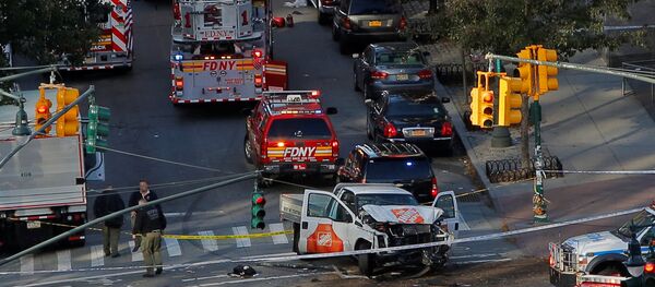 Emergency crews attend the scene of an alleged shooting incident on West Street in Manhattan, New York, U.S., October 31 2017. Emergency crews attend the scene of an alleged shooting incident on West Street in Manhattan, New York, U.S., October 31 2017. - Sputnik International