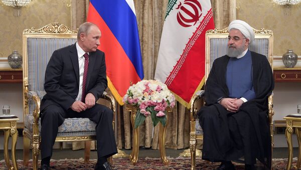 November 1, 2017. President Vladimir Putin and President of Iran Hassan Rouhani during a meeting in Tehran - Sputnik International