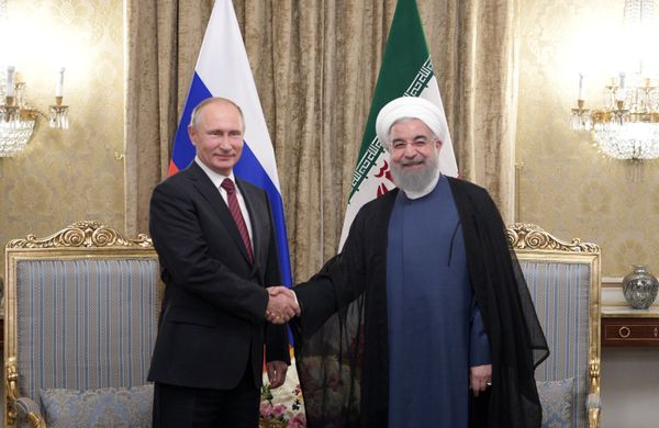 November 1, 2017. President Vladimir Putin and President of Iran Hassan Rouhani, right, during a meeting in Tehran November 1, 2017. President Vladimir Putin and President of Iran Hassan Rouhani, right, during a meeting in Tehran - Sputnik International