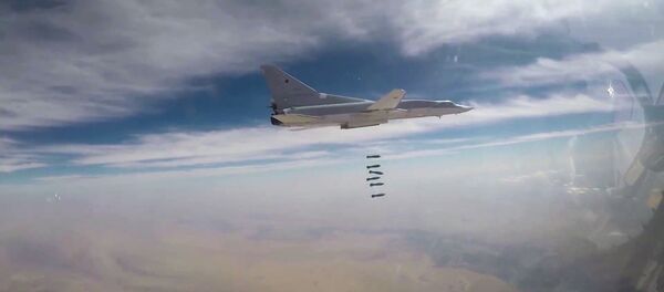 A Russian Air Force long-range bomber TU-22M3 seen here bombing Daesh targets in Syrian province of Deir ez-Zor - Sputnik International