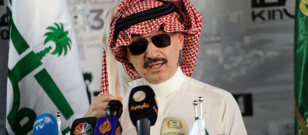 This file photo taken on May 11, 2017 shows Saudi Prince Alwaleed bin Talal speaking during a press conference in the Red Sea city of Jeddah. Shares of arrested Saudi billionaire Prince Al-Waleed's Kingdom Holding slide 9.9% on November 5, 2017 - Sputnik International