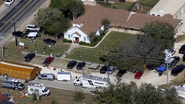 An aerial photo showing the site of a mass shooting at the First Baptist Church of Sutherland Springs, Texas, U.S., November 6, 2017 - Sputnik International