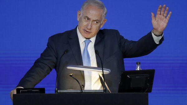 Israeli Prime Minister Benjamin Netanyahu gives an address at the London Stock Exchange in the City of London, Nov. 3, 2017 - Sputnik International