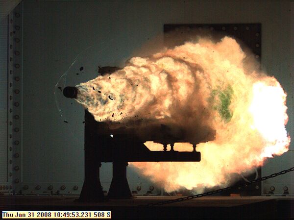 Record-setting firing of an electromagnetic railgun (EMRG). (File) - Sputnik International