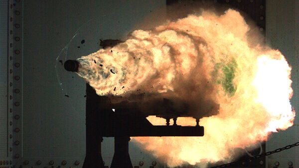 Record-setting firing of an electromagnetic railgun (EMRG). (File) - Sputnik International