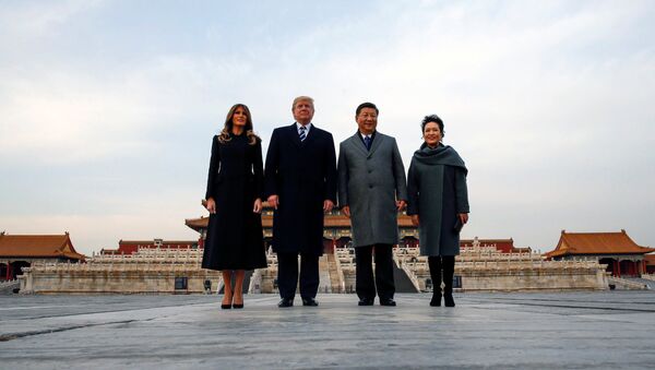 U.S. President Donald Trump and U.S. first lady Melania visit the Forbidden City with China's President Xi Jinping and China's First Lady Peng Liyuan in Beijing, China, November 8, 2017 - Sputnik International