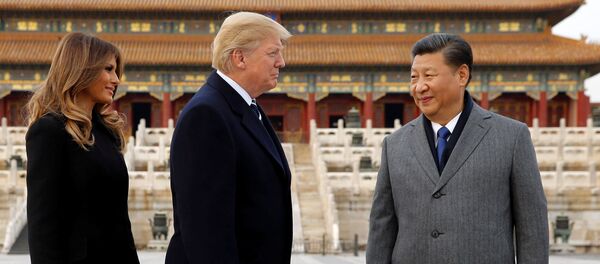 US President Donald Trump and U.S. first lady Melania visit the Forbidden City with China's President Xi Jinping in Beijing, China, November 8, 2017. - Sputnik International