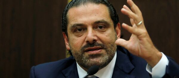 Lebanon's prime minister Saad al-Hariri gestures during a press conference in parliament building at downtown Beirut, Lebanon October 9, 2017 - Sputnik International