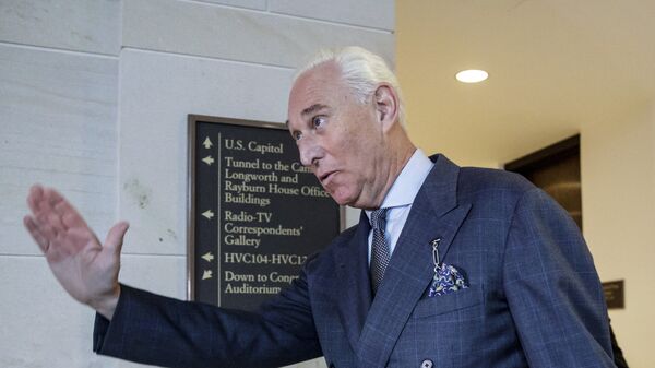 Longtime Donald Trump associate Roger Stone arrives to testify before the House Intelligence Committee, on Capitol Hill, Tuesday, Sept. 26, 2017, in Washington. - Sputnik International
