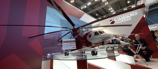 Helicopters of Russia stand at the 8th Innoprom-2017 International Industrial Exhibition at Ekaterinburg-EXPO international exhibition center in Yekaterinburg Helicopters of Russia stand at the 8th Innoprom-2017 International Industrial Exhibition at Ekaterinburg-EXPO international exhibition center in Yekaterinburg - Sputnik International