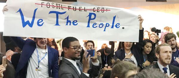 Protesters interrupt a U.S. government pro-coal event during the COP23 UN Climate Change Conference 2017, hosted by Fiji but held in Bonn, Germany, November 13, 2017 Protesters interrupt a U.S. government pro-coal event during the COP23 UN Climate Change Conference 2017, hosted by Fiji but held in Bonn, Germany, November 13, 2017 - Sputnik International
