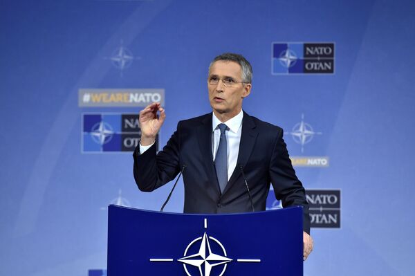 NATO Secretary General Jens Stoltenberg holds a news conference during a North Atlantic Council (NAC) defence ministers meeting in Brussels, Belgium November 9, 2017 NATO Secretary General Jens Stoltenberg holds a news conference during a North Atlantic Council (NAC) defence ministers meeting in Brussels, Belgium November 9, 2017 - Sputnik International