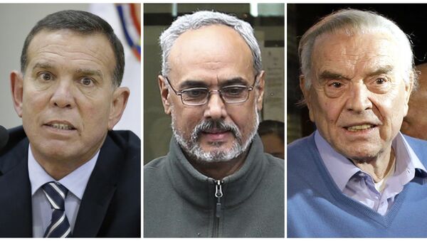 This combination of photos shows Juan Angel Napout, left, Manuel Burga, center, and Jose Maria Marin. The former soccer South American officials go on trial in New York on Monday, Nov. 13, 2017, on charges alleging they took bribes and kickbacks in exchange for marketing rights for major soccer tournaments. - Sputnik International