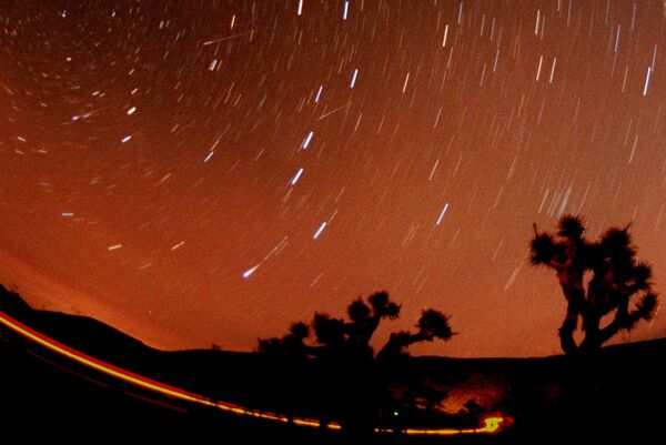 Four Leonid meteors are seen streaking through the sky over Joshua Tree National Park, Calif. (File) - Sputnik International