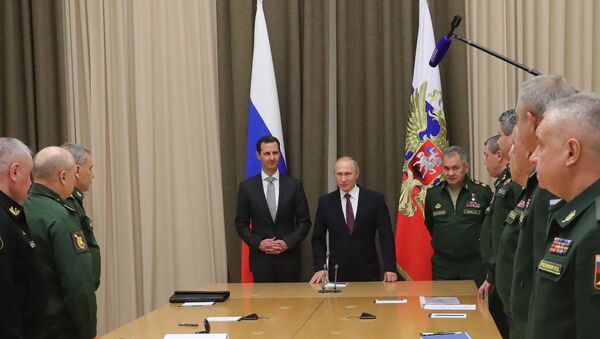 Vladimir Putin meets with Syrian President Bashar Al-Assad, November 2017 - Sputnik International