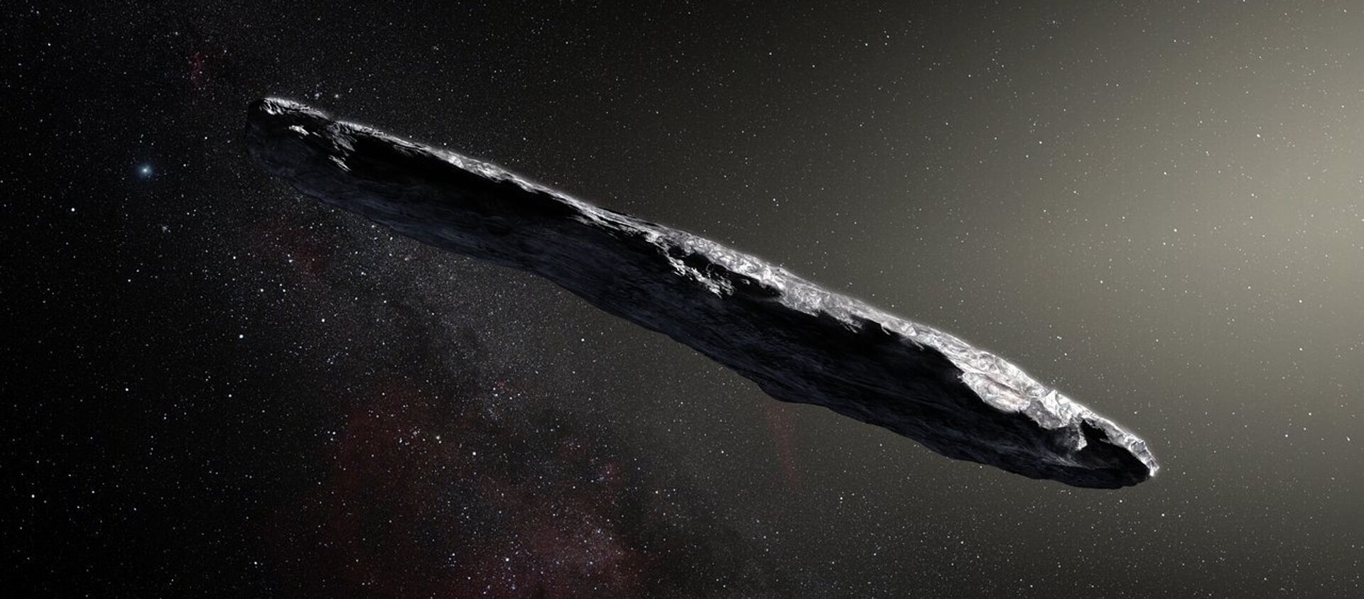 This artist’s impression shows the first interstellar asteroid: 'Oumuamua. This unique object was discovered on 19 October 2017 by the Pan-STARRS 1 telescope in Hawai`i. - Sputnik International, 1920, 14.04.2020