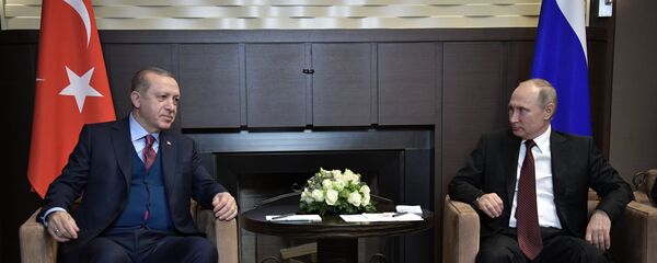 November 13, 2017. Russian President Vladimir Putin and Turkish President Recep Tayyip Erdogan (left) during the meeting - Sputnik International
