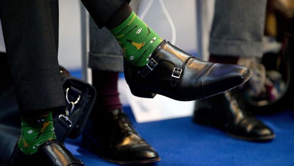The shoes of Irish Prime Minister Leo Varadkar, left, during a round table meeting at an EU summit in Goteborg, Sweden on Friday, Nov. 17, 2017. European Union leaders warned Britain Friday that it must do much more to convince them that Brexit talks should be broadened to future relations and trade from December. - Sputnik International