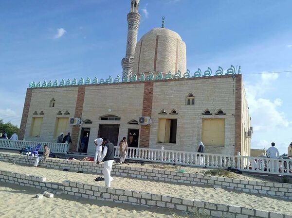View of the Al Rawdah mosque, roughly 40 kilometres west of the North Sinai capital of El-Arish, after a gun and bombing attack. File photo View of the Al Rawdah mosque, roughly 40 kilometres west of the North Sinai capital of El-Arish, after a gun and bombing attack. File photo - Sputnik International