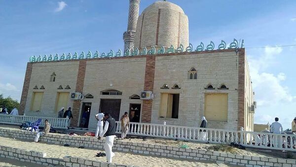 View of the Rawda mosque, roughly 40 kilometres west of the North Sinai capital of El-Arish, after a gun and bombing attack - Sputnik International