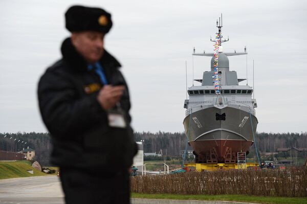 Taifun, a Karakurt-class missile corvette, at the Pella shipyard Taifun, a Karakurt-class missile corvette, at the Pella shipyard - Sputnik International