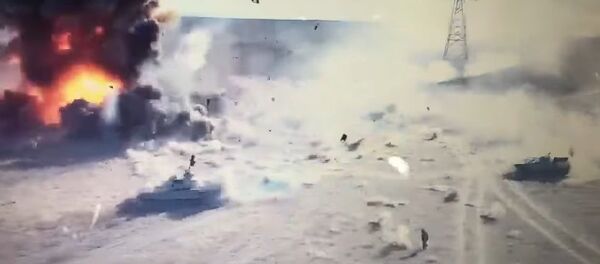 Screenshot of a video showing an Iraqi tanks and a terrorist vehicle Screenshot of a video showing an Iraqi tanks and a terrorist vehicle - Sputnik International