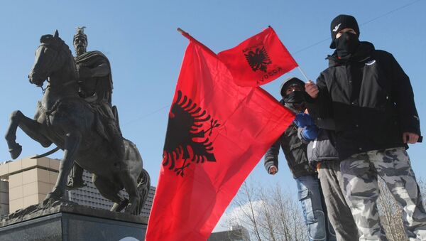Albanian flag at the street in Pristina. (File) - Sputnik International
