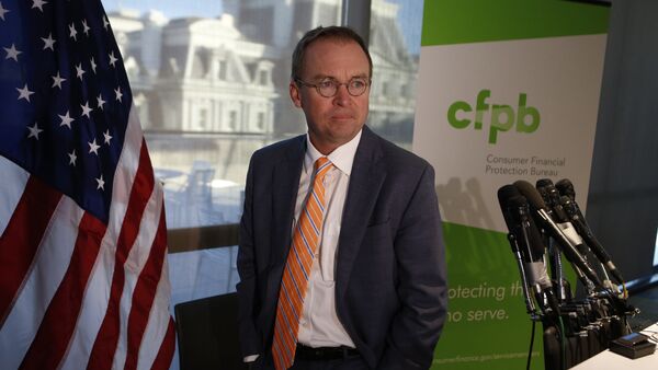 Office of Management and Budget (OMB) Director Mick Mulvaney arrives to speak to the media at the U.S. Consumer Financial Protection Bureau (CFPB), where he began work earlier in the day after being named acting director by U.S. President Donald Trump in Washington November 27, 2017 - Sputnik International