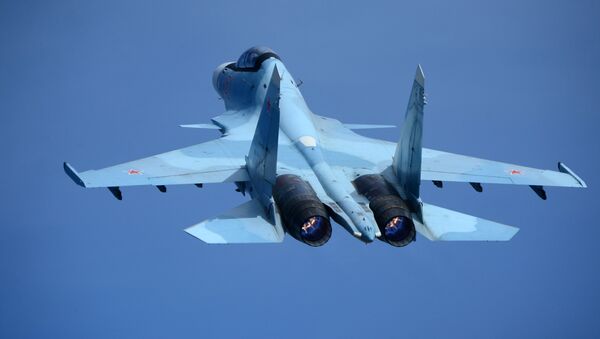 A Su-30 interceptor at the second qualification round of the Aviadarts 2017 regional military aviation competition at the Tsentralnaya Uglovaya airfield in the Primorye Territory - Sputnik International