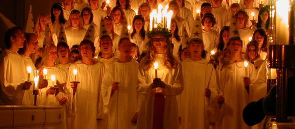 Saint Lucia procession in Sweden Saint Lucia procession in Sweden - Sputnik International