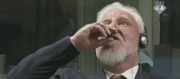 A wartime commander of Bosnian Croat forces, Slobodan Praljak, is seen during a hearing at the U.N. war crimes tribunal in the Hague, Netherlands, November 29, 2017 - Sputnik International