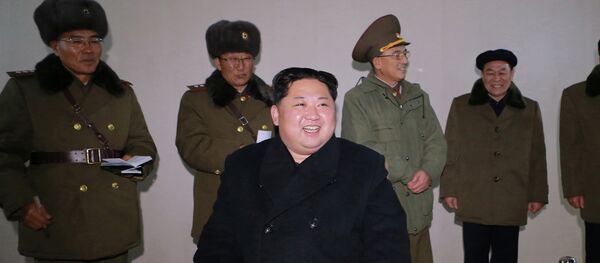 North Korea's leader Kim Jong Un is seen as the newly developed intercontinental ballistic rocket Hwasong-15's test was successfully launched, in this undated photo released by North Korea's Korean Central News Agency (KCNA) in Pyongyang November 30, 2017 North Korea's leader Kim Jong Un is seen as the newly developed intercontinental ballistic rocket Hwasong-15's test was successfully launched, in this undated photo released by North Korea's Korean Central News Agency (KCNA) in Pyongyang November 30, 2017 - Sputnik International