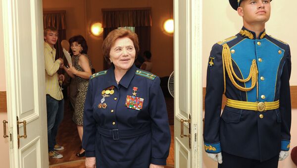 Military test pilot Marina Popovich at the celebration of her jubilee in the garrison House of Officers of the Moscow Military District. (File) - Sputnik International