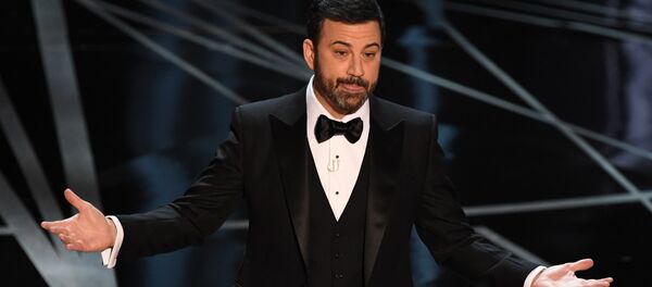 Host Jimmy Kimmel delivers a speech on stage at the 89th Oscars on February 26, 2017 in Hollywood, California Host Jimmy Kimmel delivers a speech on stage at the 89th Oscars on February 26, 2017 in Hollywood, California - Sputnik International