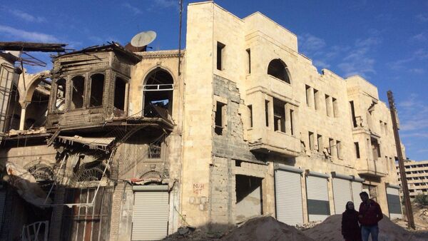 Destroyed building in Aleppo - Sputnik International