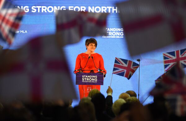 DUP leader Arlene Foster speaks at her party's annual conference in Belfast, Northern Ireland, November 25, 2017. DUP leader Arlene Foster speaks at her party's annual conference in Belfast, Northern Ireland, November 25, 2017. - Sputnik International