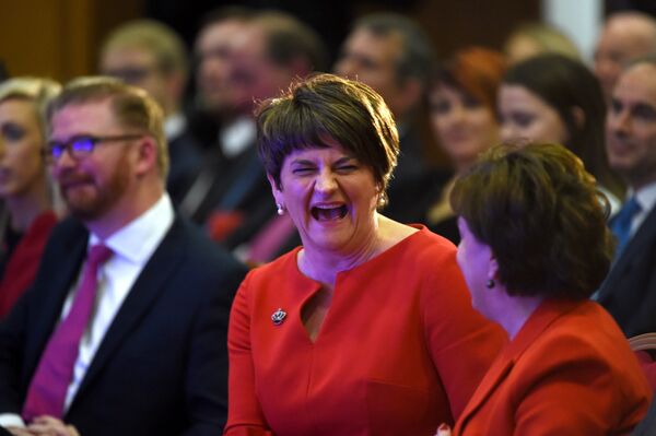 DUP leader Arlene Foster reacts during her party's annual conference in Belfast, Northern Ireland, November 25, 2017.  - Sputnik International