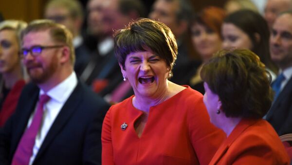 DUP leader Arlene Foster reacts during her party's annual conference in Belfast, Northern Ireland, November 25, 2017. - Sputnik International