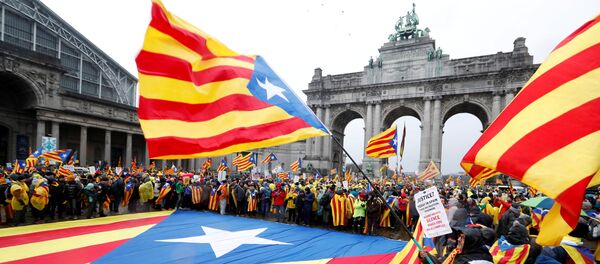 Pro-independence Catalans from all over Europe take part in a rally showing their support to ousted Catalan leader Carles Puigdemont and his government, in Brussels, Belgium December 7, 2017 Pro-independence Catalans from all over Europe take part in a rally showing their support to ousted Catalan leader Carles Puigdemont and his government, in Brussels, Belgium December 7, 2017 - Sputnik International