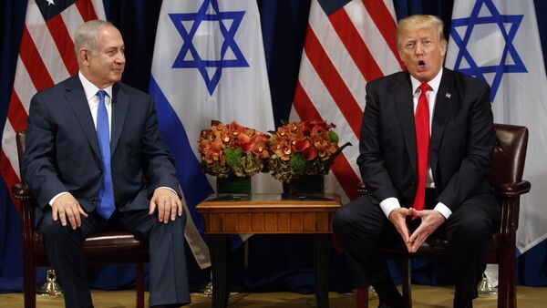 President Donald Trump speaks during a meeting with Israeli Prime Minister Benjamin Netanyahu at the Palace Hotel during the United Nations General Assembly, Monday, Sept. 18, 2017, in New York. - Sputnik International