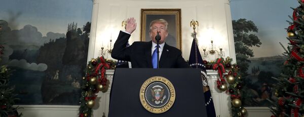 President Donald Trump speaks in the Diplomatic Reception Room of the White House, Wednesday, Dec. 6, 2017, in Washington President Donald Trump speaks in the Diplomatic Reception Room of the White House, Wednesday, Dec. 6, 2017, in Washington - Sputnik International